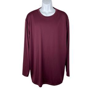 BAW Long Sleeve Shirt Men 2X Burgundy Xtreme-Tek Dry Fit Athletic Performance